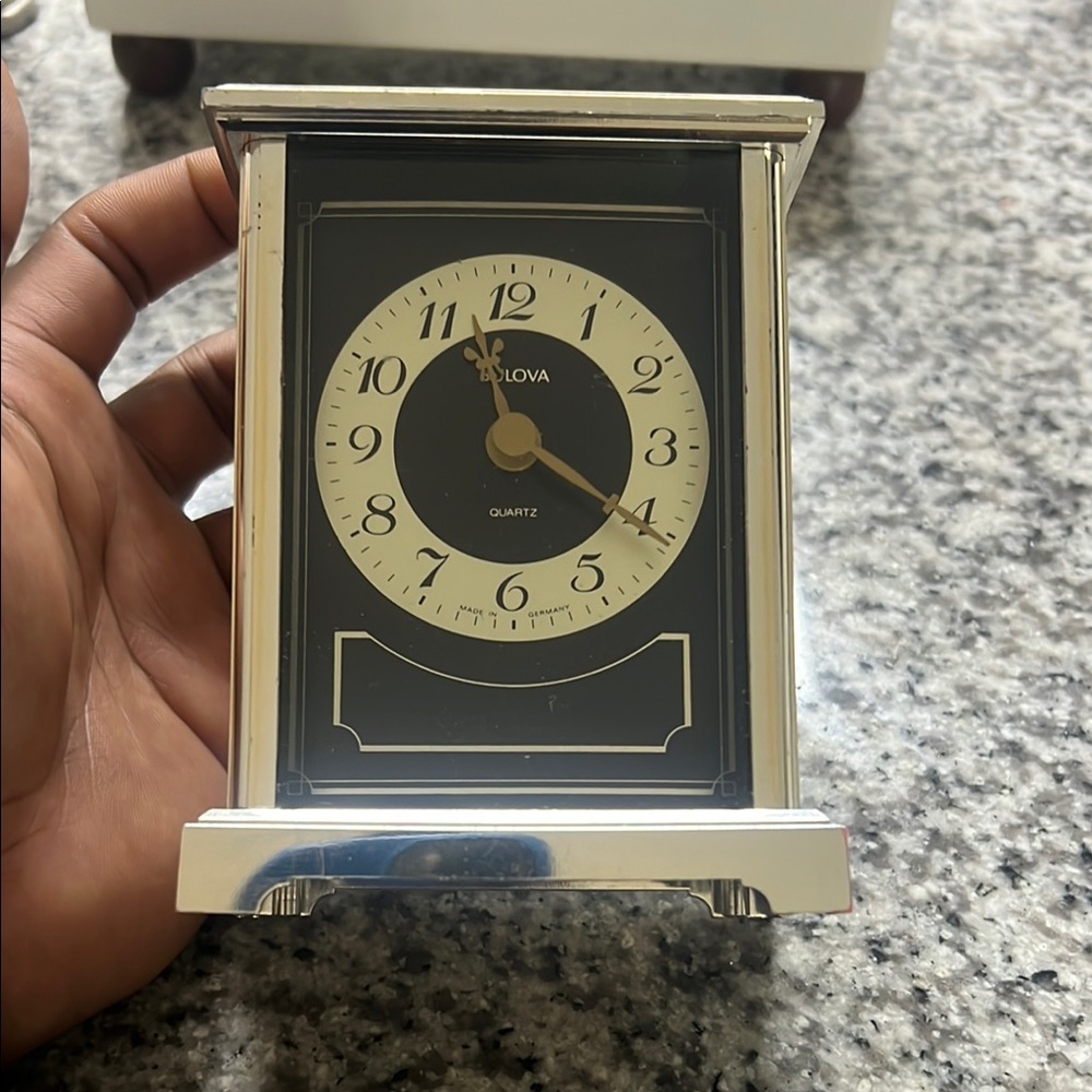 Bulova Quartz Silver and Black Table Clock